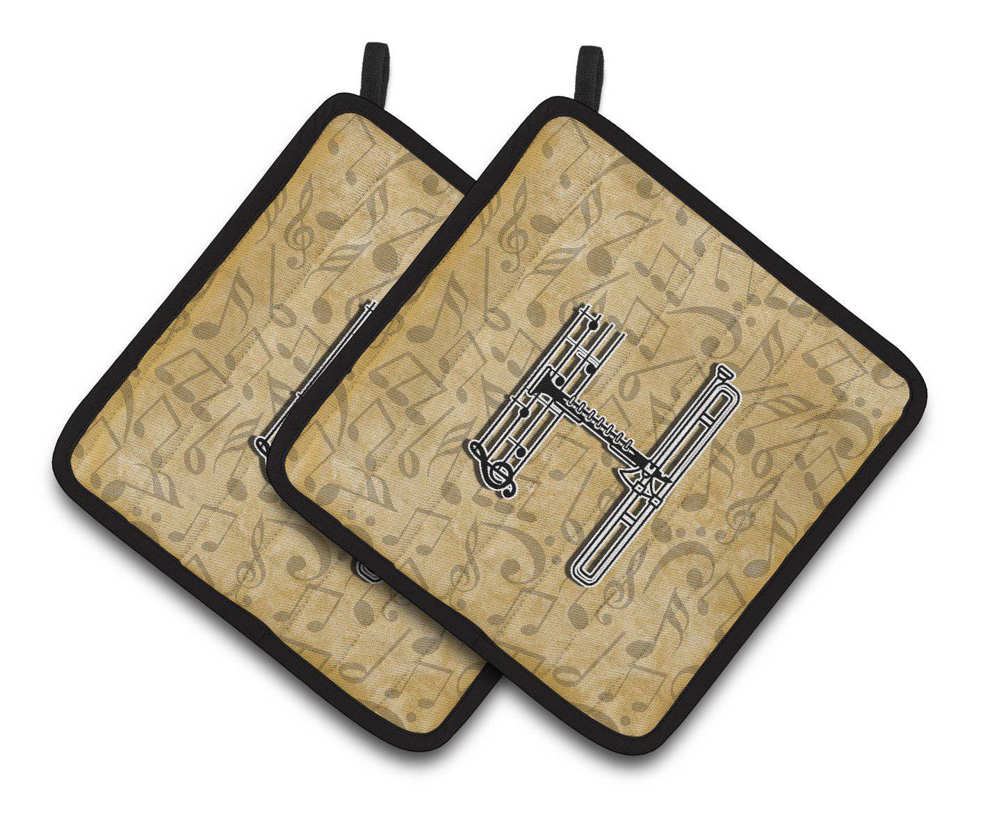 Letter H Musical Instrument Alphabet Pair of Pot Holders CJ2004-HPTHD - the-store.com