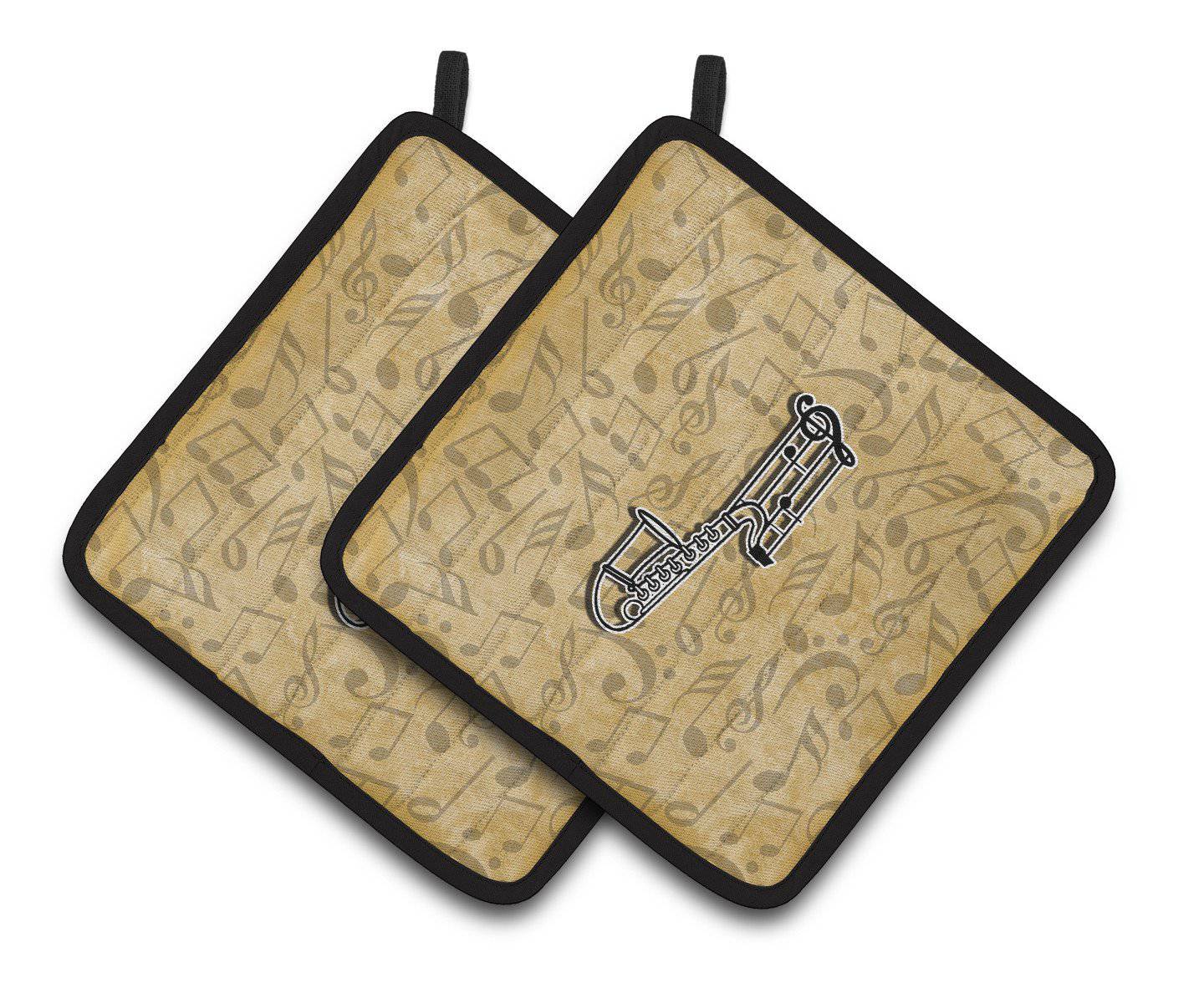 Letter J Musical Instrument Alphabet Pair of Pot Holders CJ2004-JPTHD - the-store.com