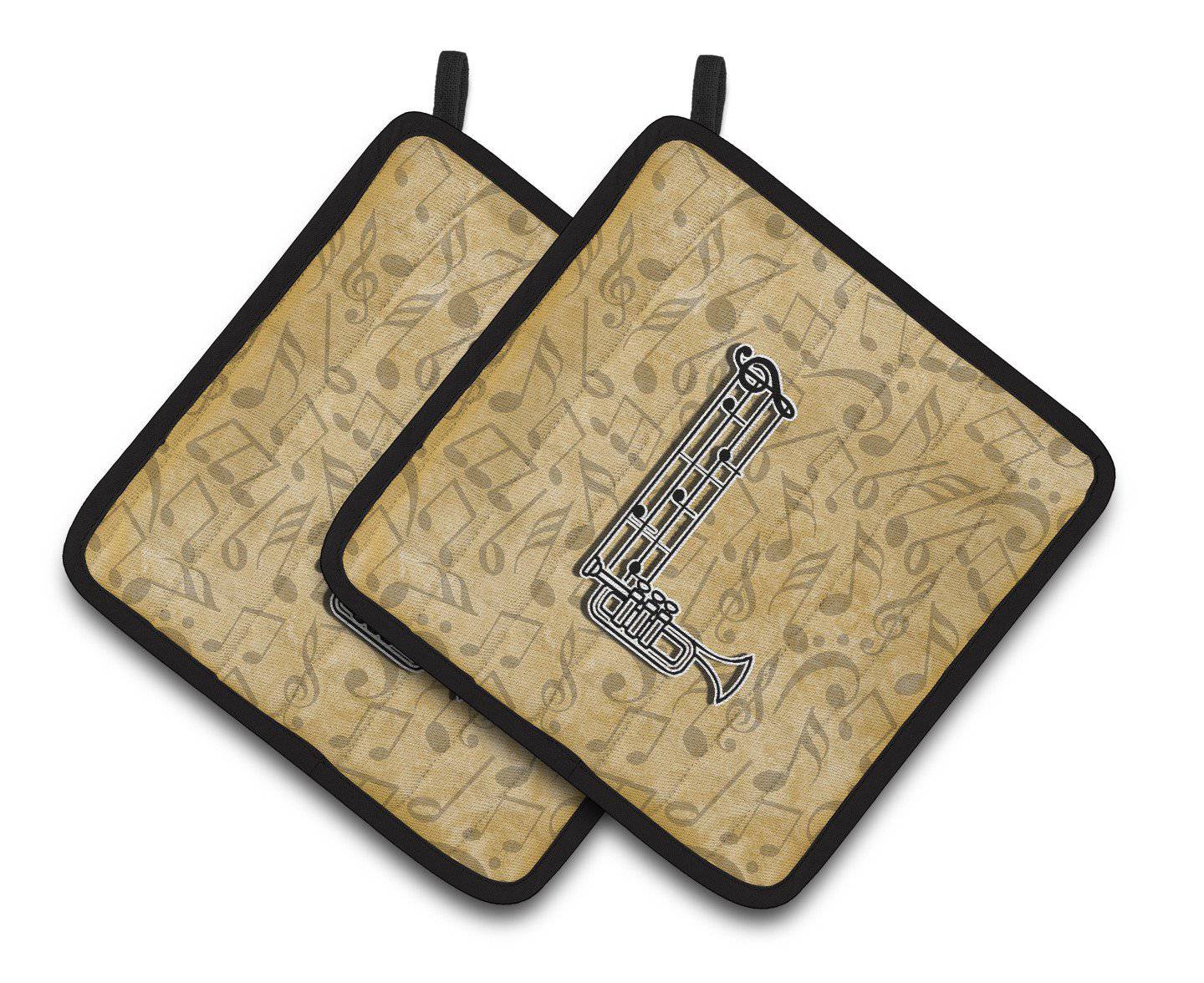 Letter L Musical Instrument Alphabet Pair of Pot Holders CJ2004-LPTHD - the-store.com