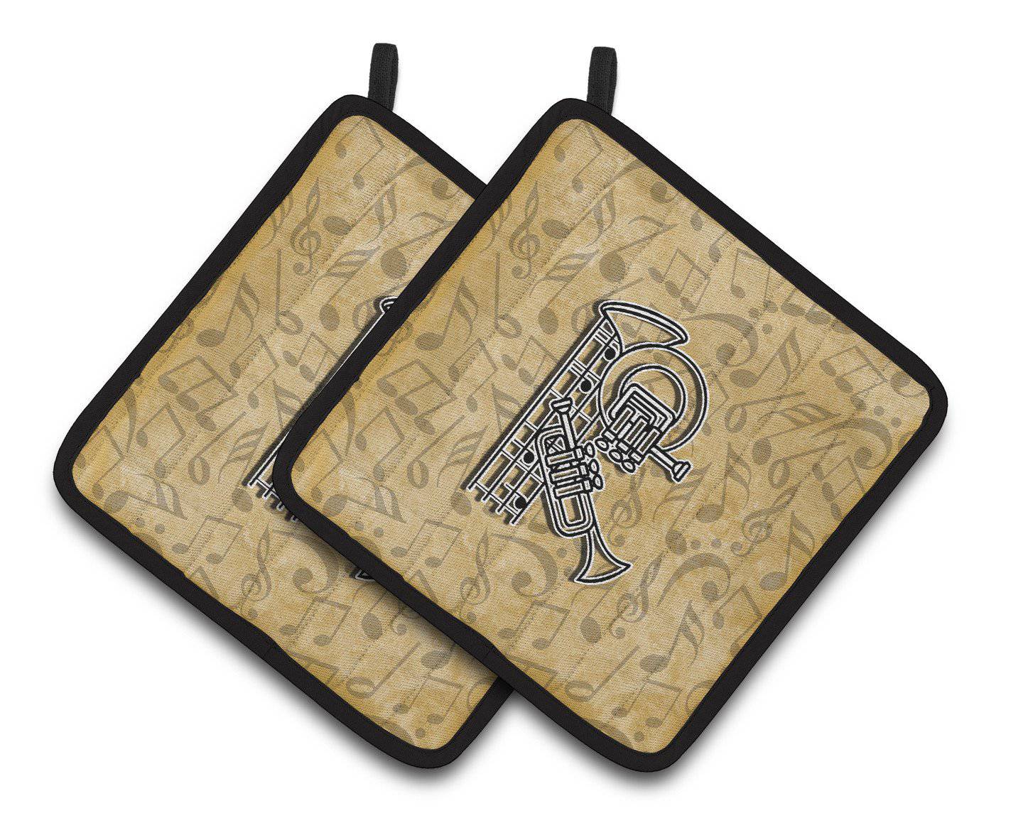 Letter R Musical Instrument Alphabet Pair of Pot Holders CJ2004-RPTHD - the-store.com