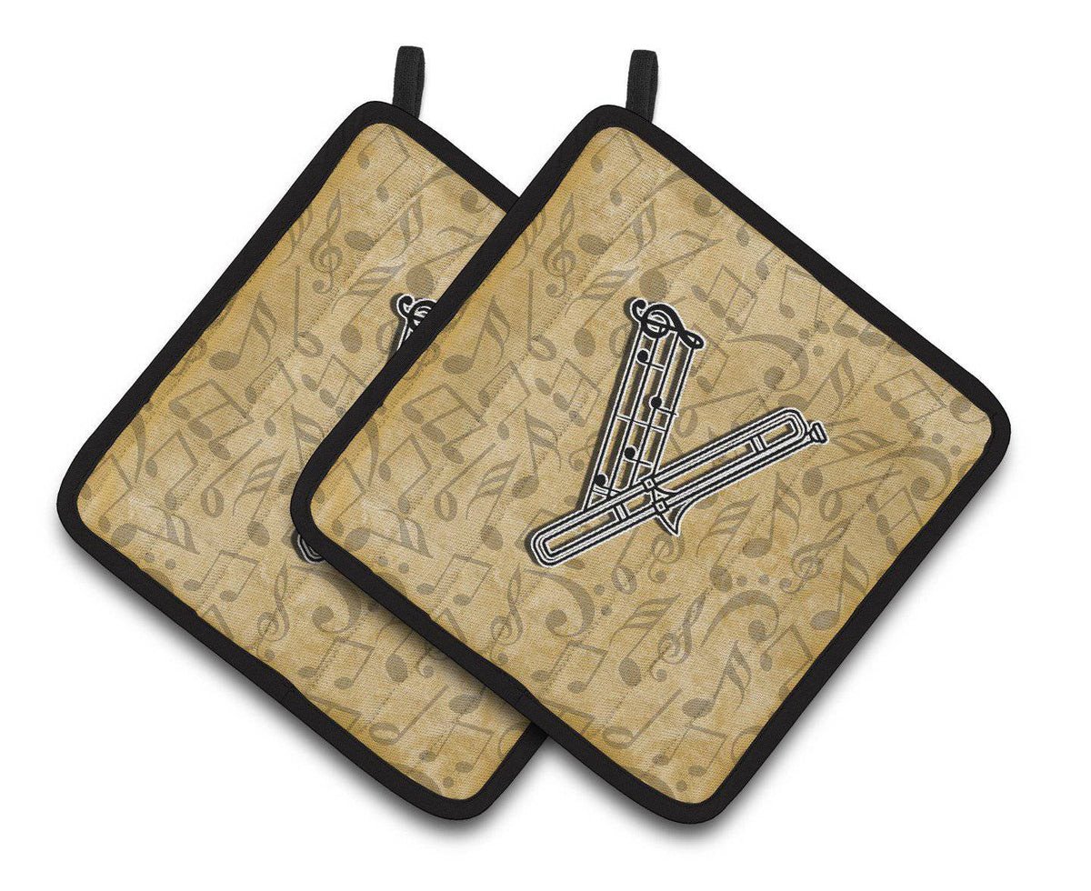 Letter V Musical Instrument Alphabet Pair of Pot Holders CJ2004-VPTHD - the-store.com