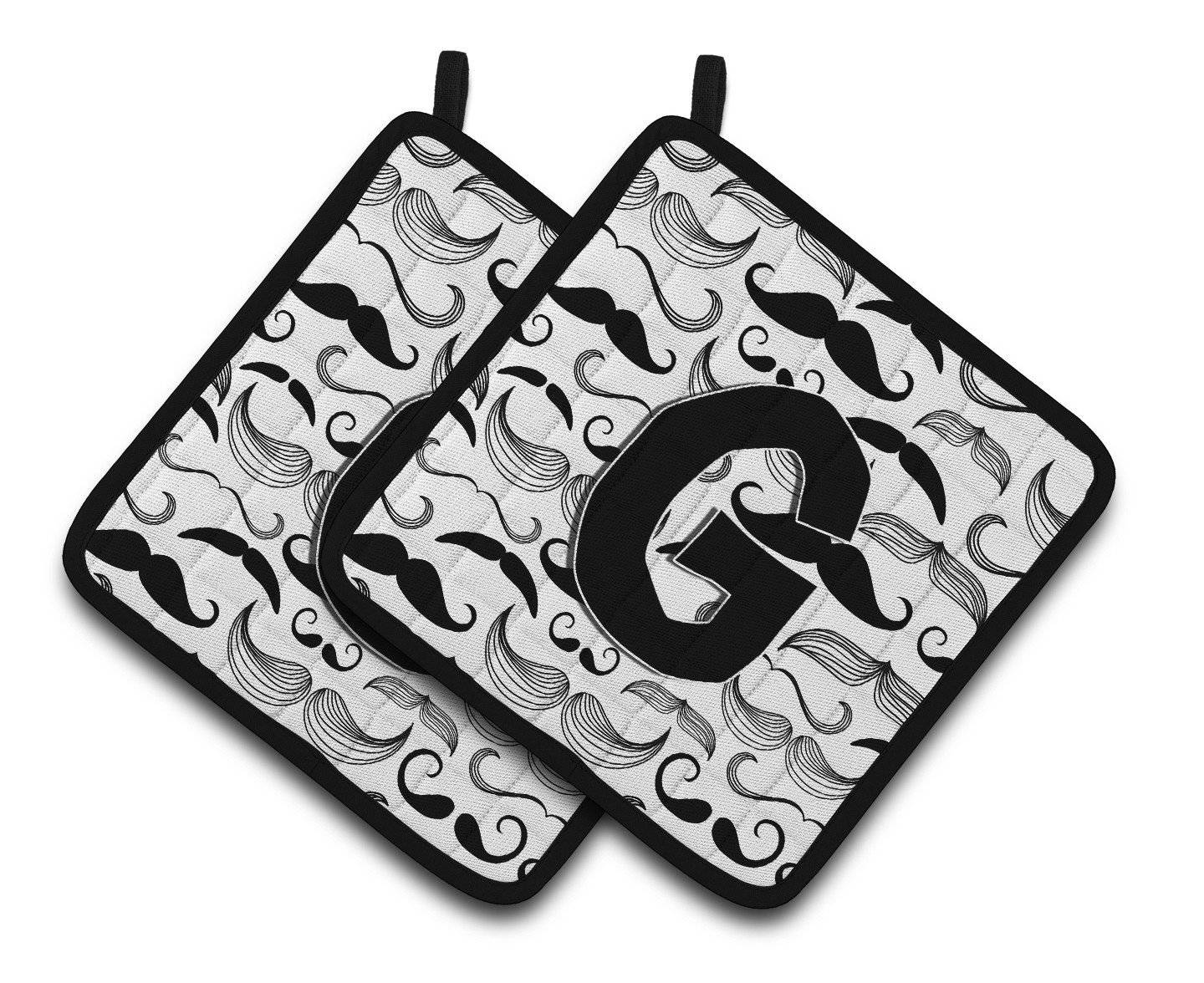 Letter G Moustache Initial Pair of Pot Holders CJ2009-GPTHD - the-store.com