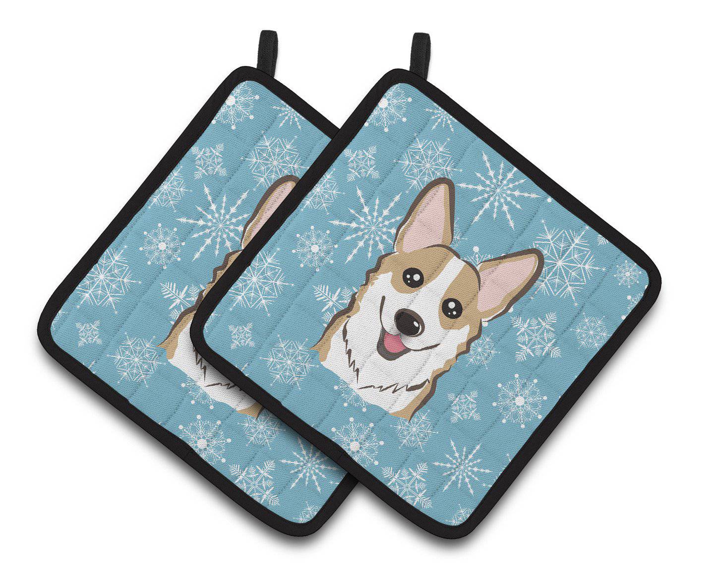 Snowflake Sable Corgi Pair of Pot Holders BB1687PTHD - the-store.com