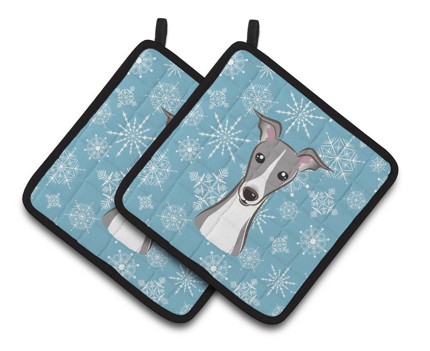 Snowflake Italian Greyhound Pair of Pot Holders BB1670PTHD - the-store.com