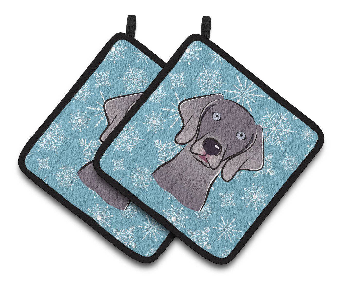 Snowflake Weimaraner Pair of Pot Holders BB1665PTHD - the-store.com