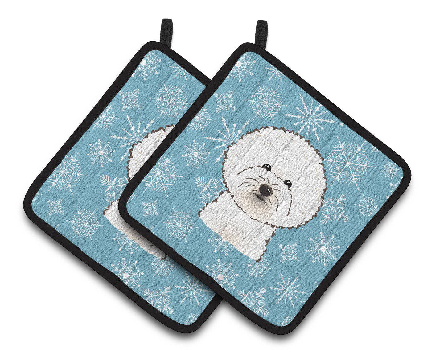 Snowflake Bichon Frise Pair of Pot Holders BB1651PTHD - the-store.com