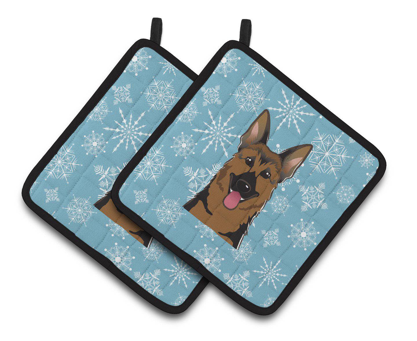 Snowflake German Shepherd Pair of Pot Holders BB1645PTHD - the-store.com