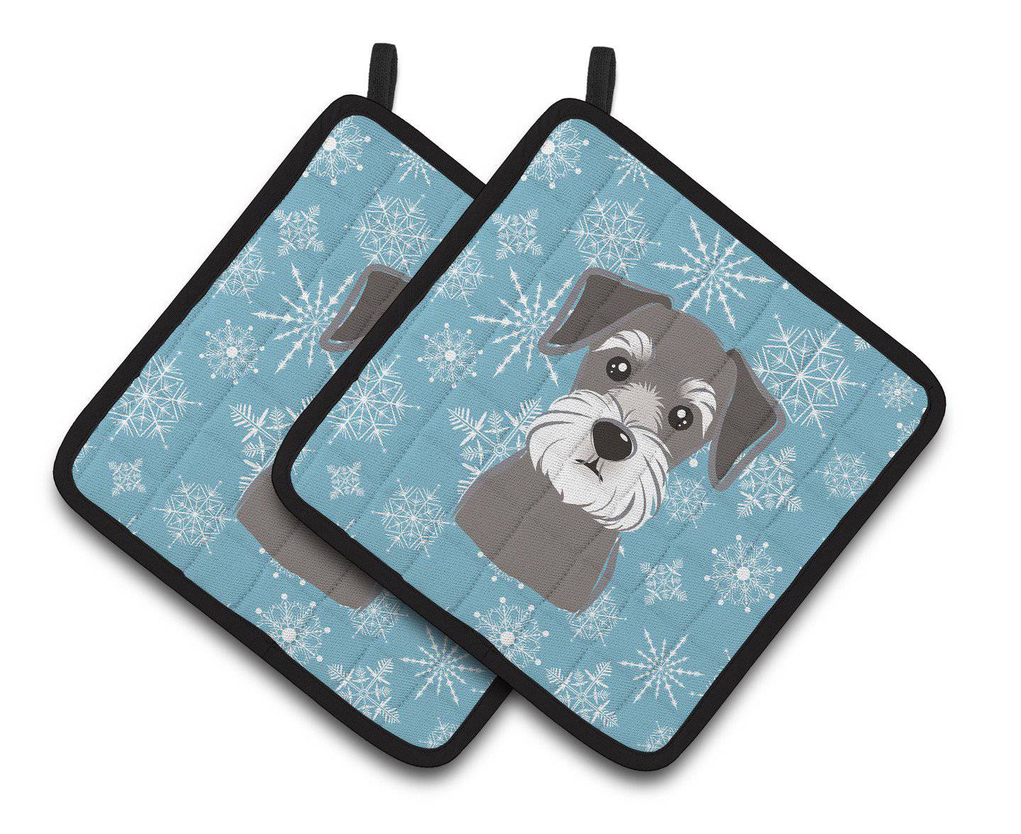 Snowflake Schnauzer Pair of Pot Holders BB1640PTHD - the-store.com