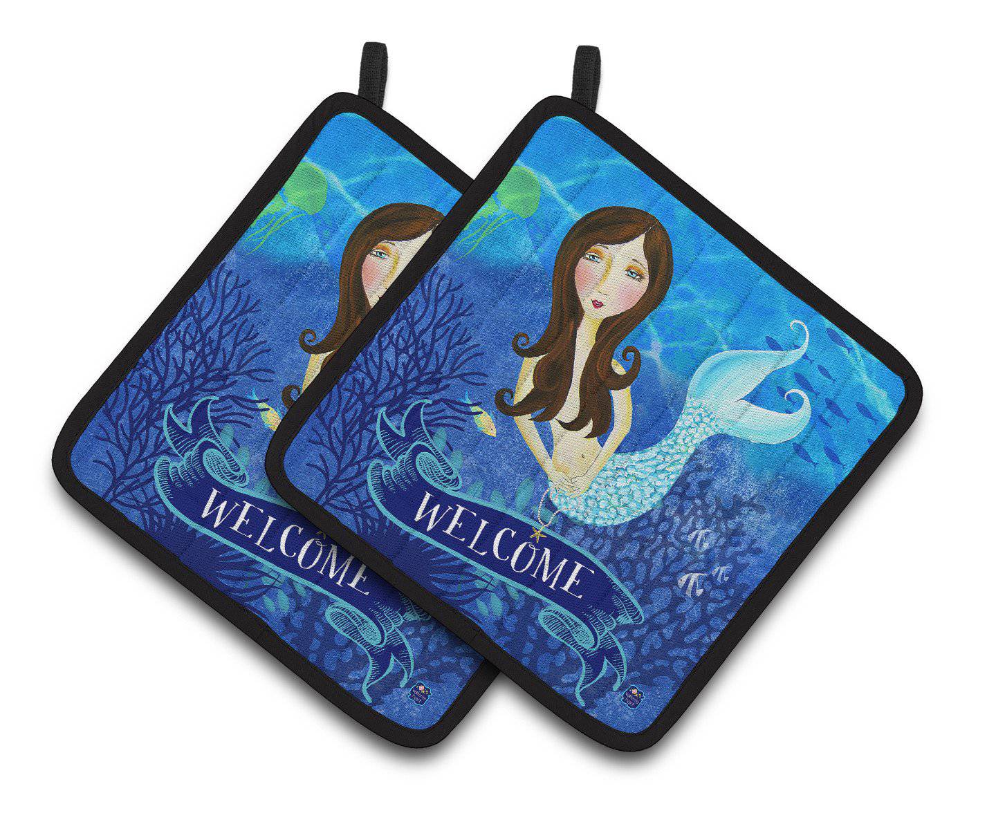 Welcome Mermaid Pair of Pot Holders VHA3010PTHD - the-store.com