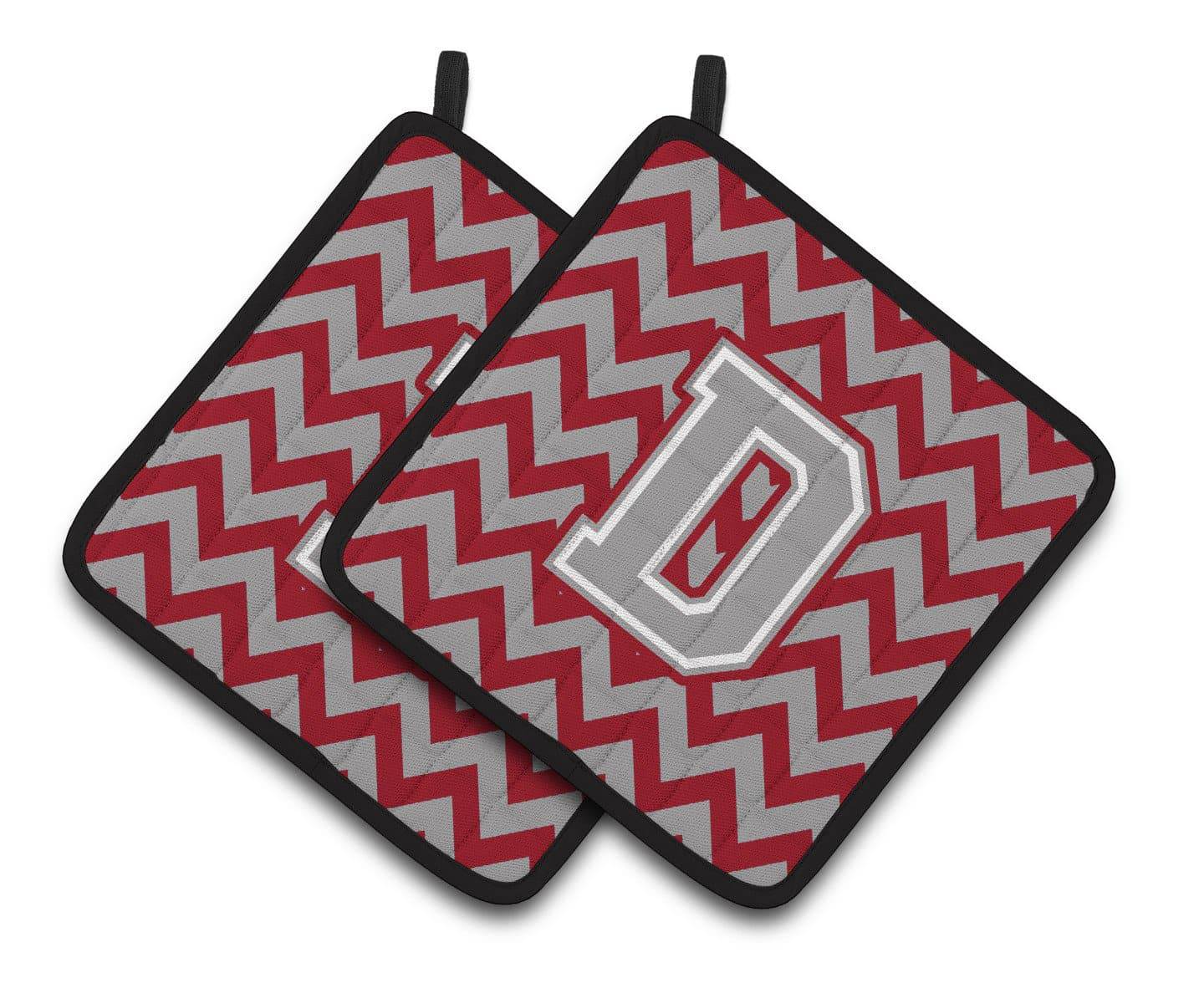 Letter D Chevron Crimson and Grey   Pair of Pot Holders CJ1043-DPTHD - the-store.com