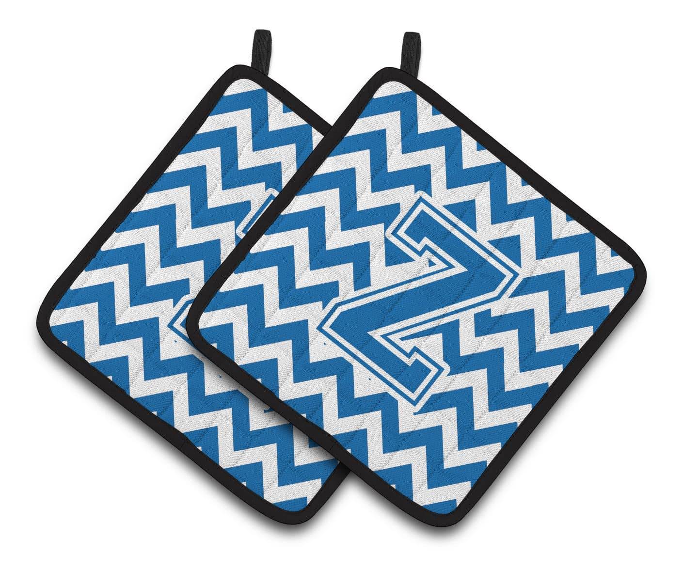 Letter Z Chevron Blue and White Pair of Pot Holders CJ1056-ZPTHD - the-store.com