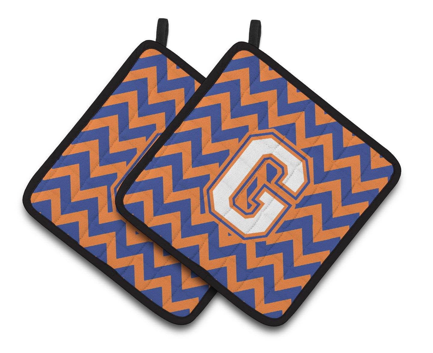 Letter G Chevron Blue and Orange #3 Pair of Pot Holders CJ1060-GPTHD - the-store.com