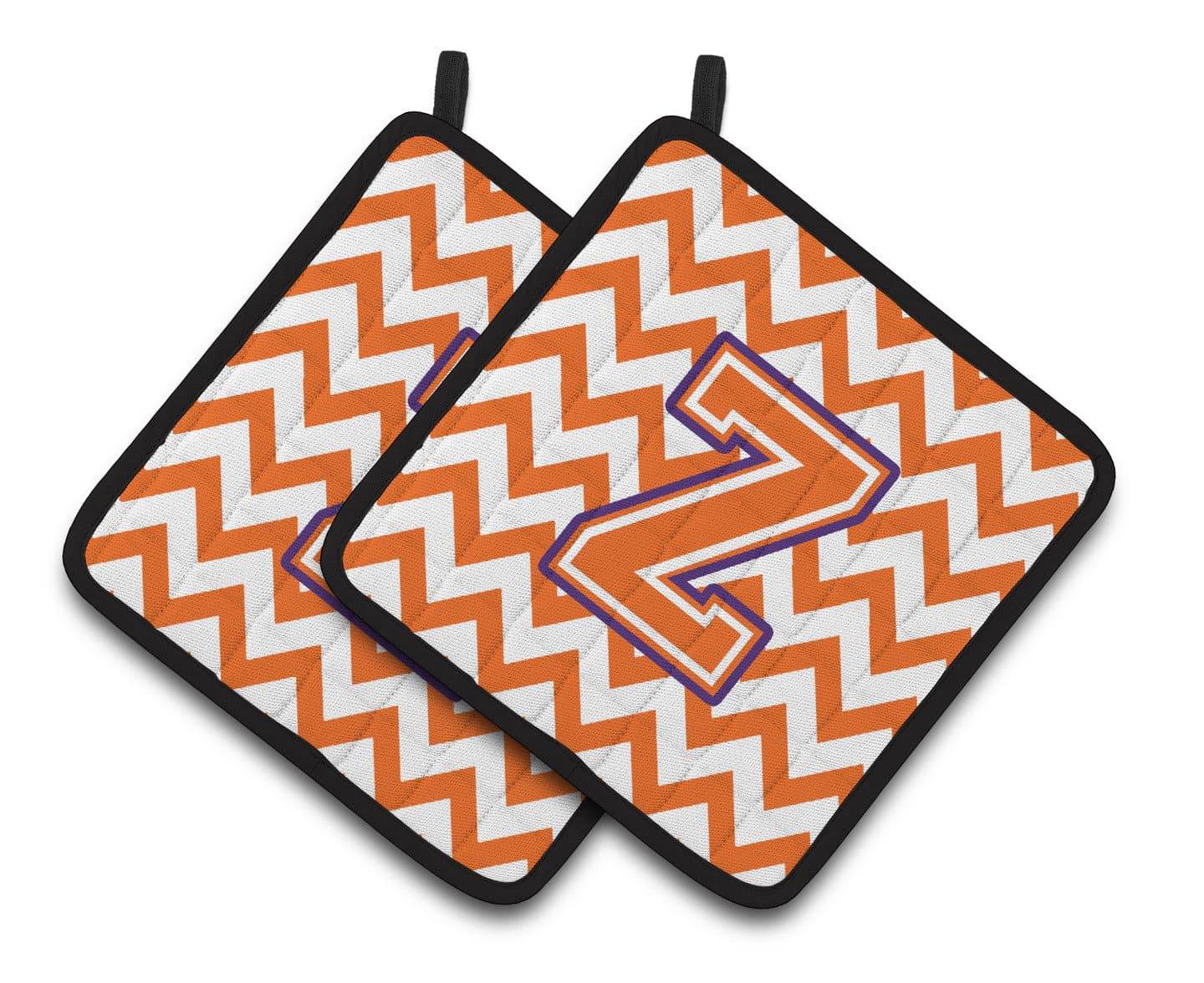 Letter Z Chevron Orange and Regalia Pair of Pot Holders CJ1062-ZPTHD - the-store.com