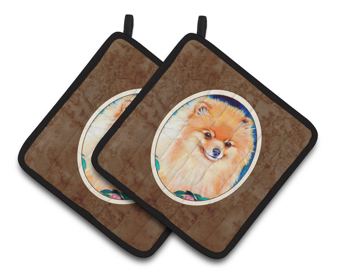 Pomeranian Pair of Pot Holders 7165PTHD - the-store.com