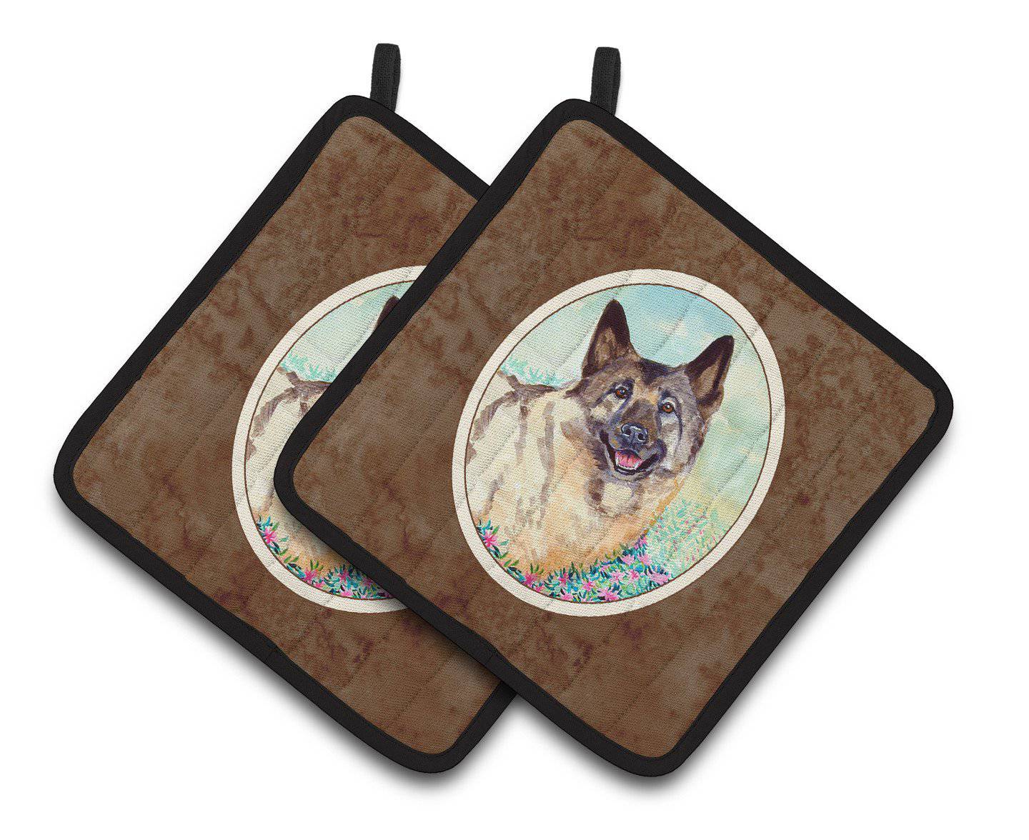 Norwegian Elkhound Pair of Pot Holders 7231PTHD - the-store.com