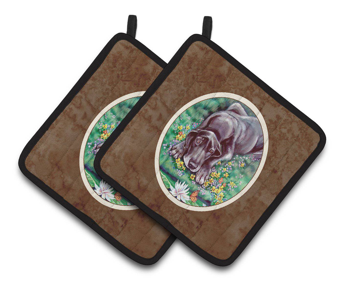 Blue Great Dane Pair of Pot Holders 7235PTHD - the-store.com