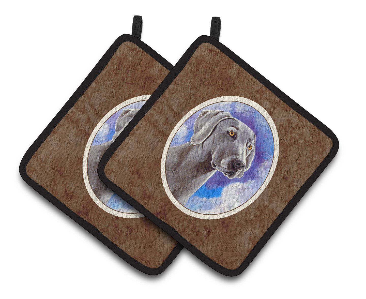 Weimaraner Azure Skies Pair of Pot Holders 7063PTHD - the-store.com