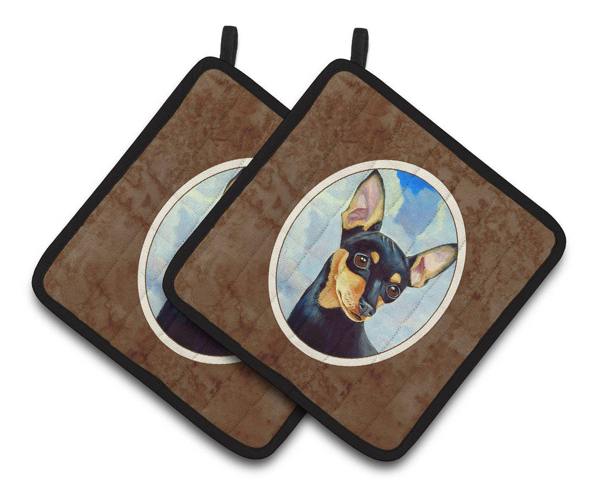 Min Pin Black and Tan Pair of Pot Holders 7073PTHD - the-store.com