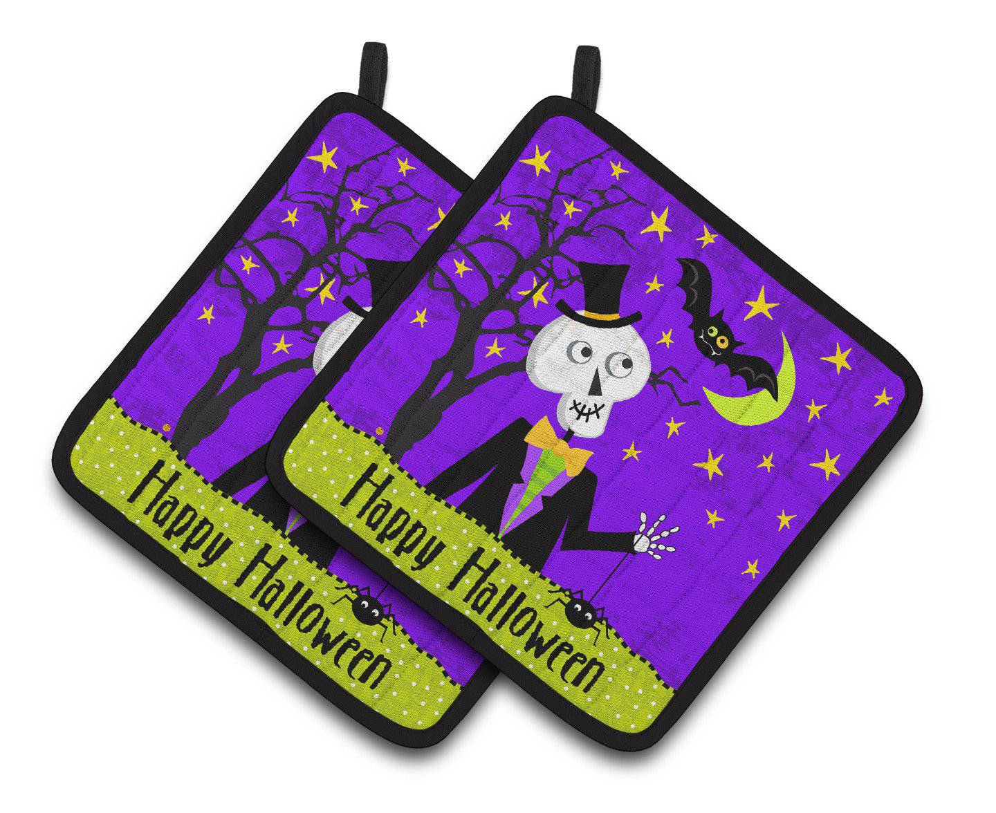 Happy Halloween Skeleton Pair of Pot Holders VHA3014PTHD - the-store.com