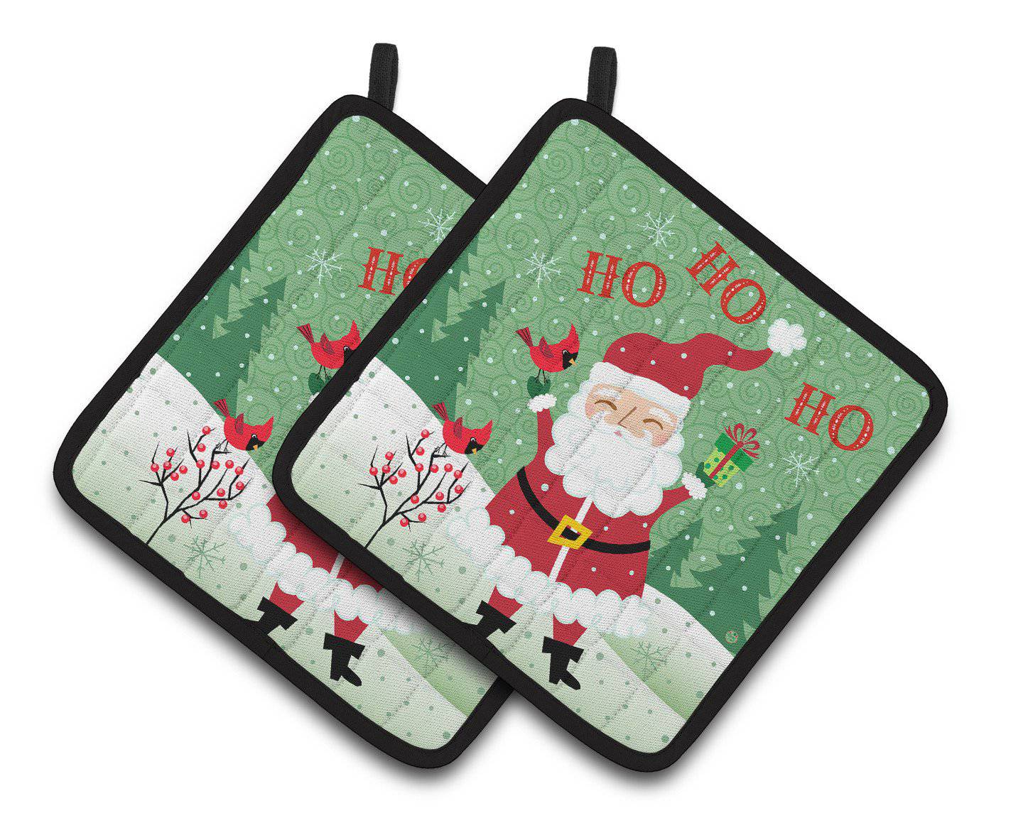 Merry Christmas Santa Claus Ho Ho Ho Pair of Pot Holders VHA3016PTHD - the-store.com