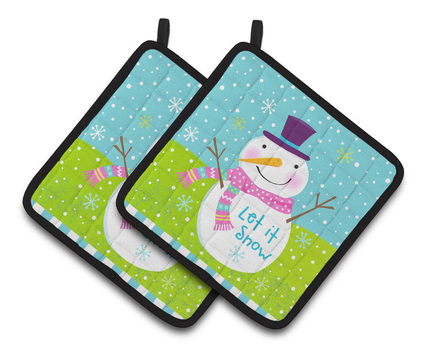 Christmas Snowman Let it Snow Pair of Pot Holders VHA3017PTHD - the-store.com