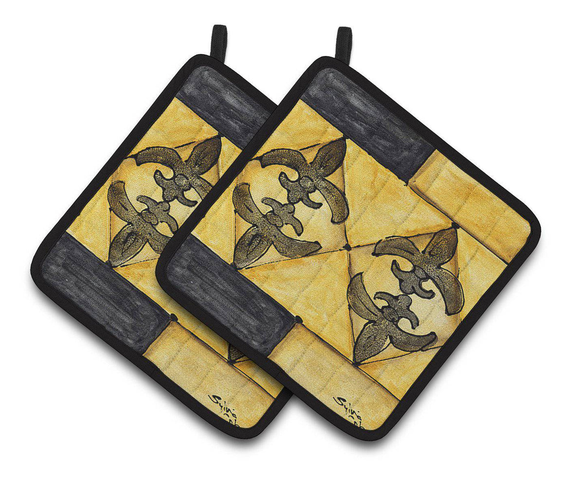 Fleur de lis Pair of Pot Holders 8089PTHD - the-store.com