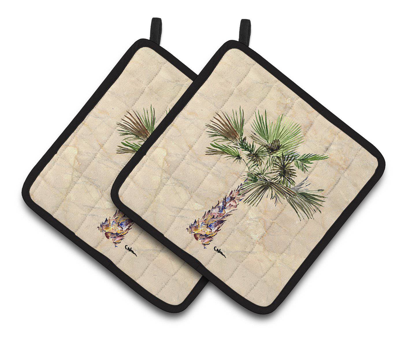 Palm Tree Pair of Pot Holders 8480PTHD - the-store.com