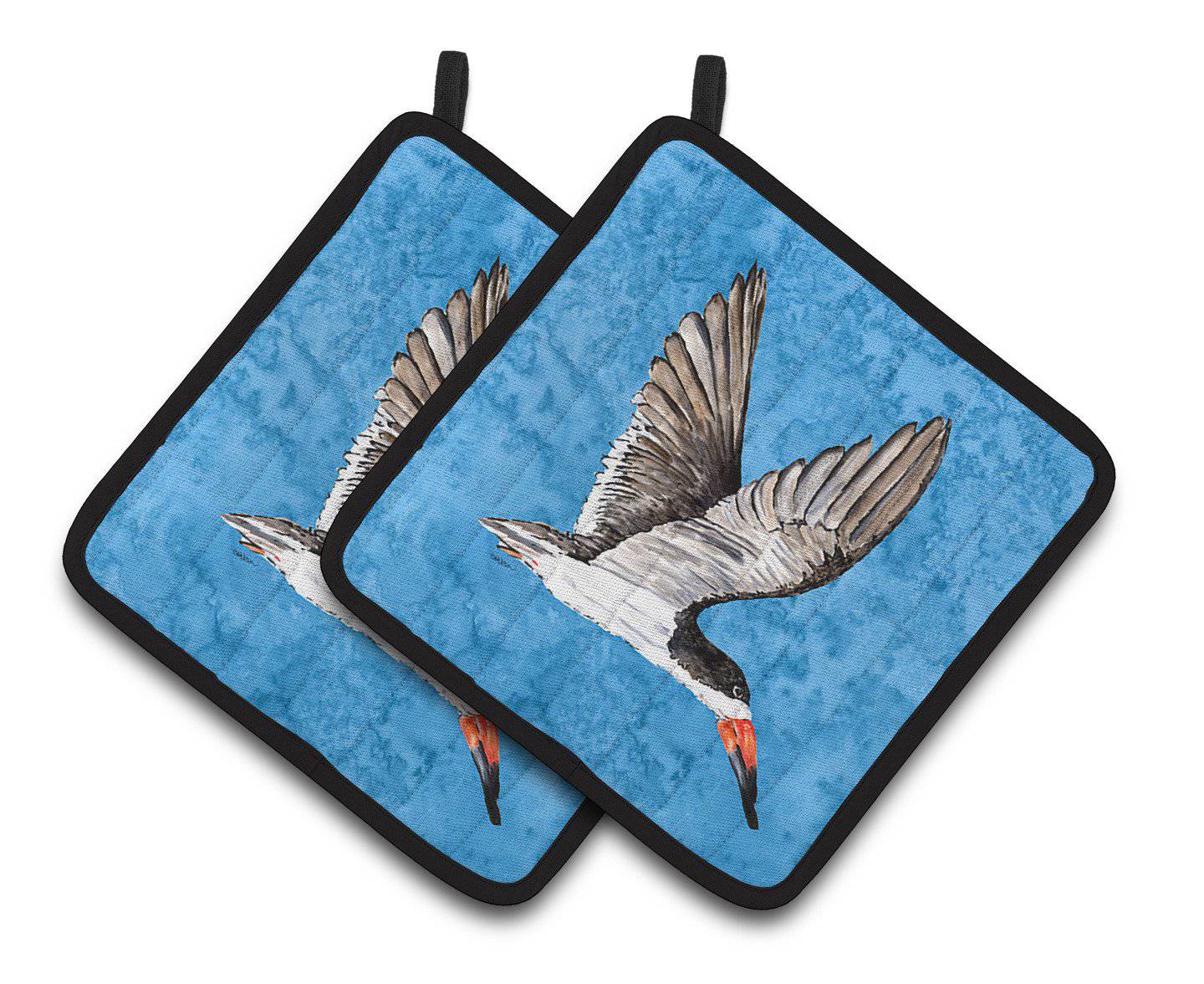 Bird on Blue Pair of Pot Holders 8692PTHD - the-store.com