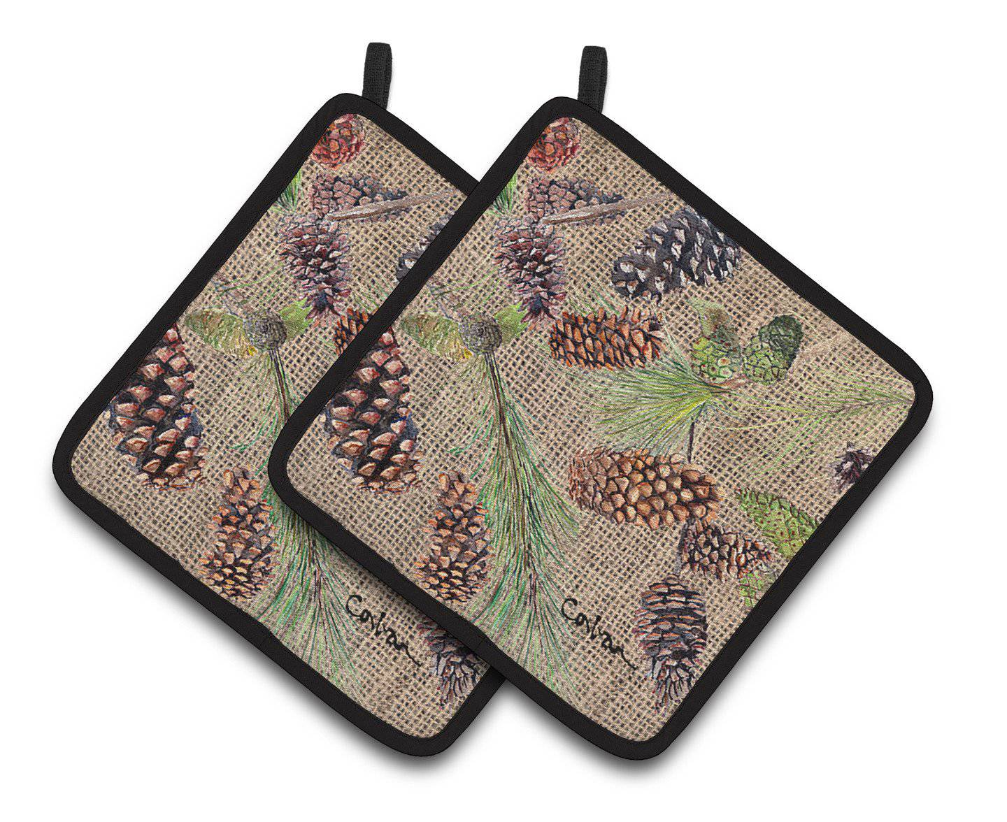 Pine Cones Pair of Pot Holders 8735PTHD - the-store.com