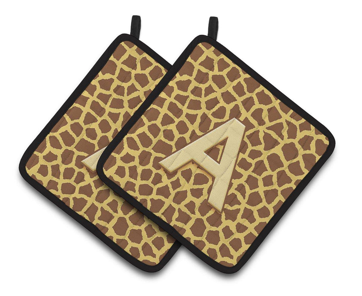 Letter A Monogram - Griaffe Pair of Pot Holders CJ1025-APTHD - the-store.com