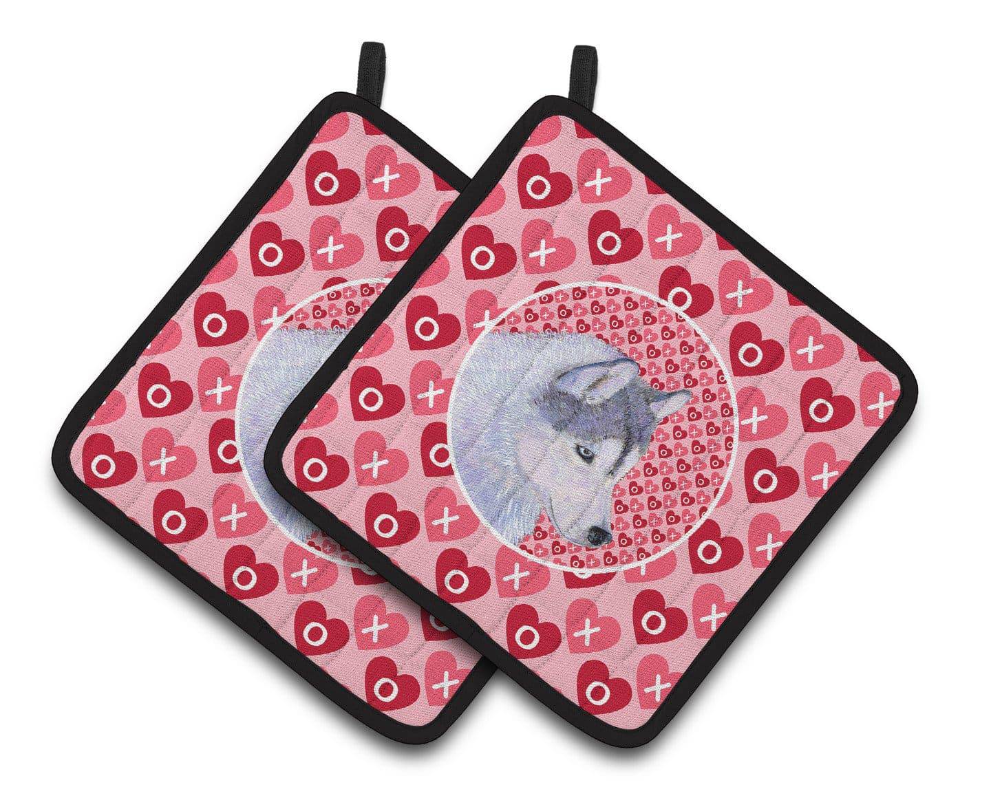 Siberian Husky Hearts Love Valentine's Day Pair of Pot Holders SS4464PTHD - the-store.com