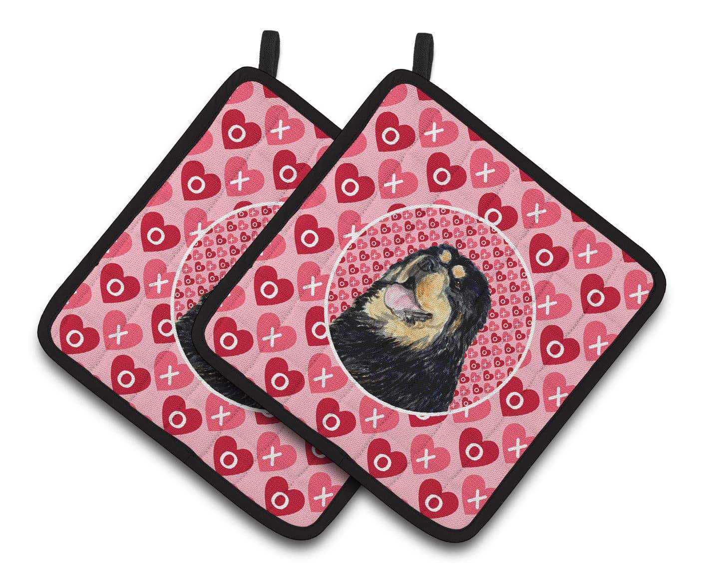 Tibetan Mastiff Hearts Love Valentine's Day Pair of Pot Holders SS4512PTHD - the-store.com