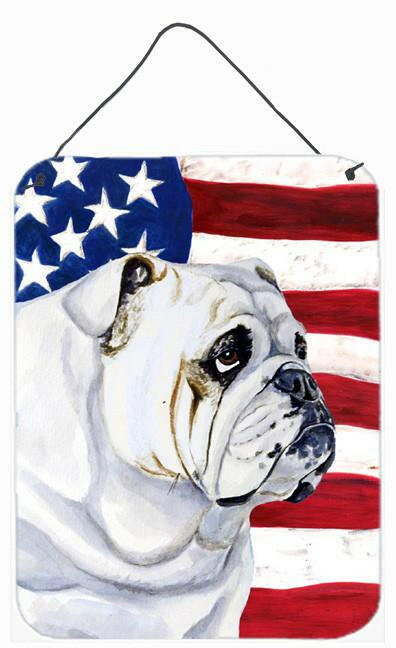 USA American Flag with English Bulldog Wall or Door Hanging Prints by Caroline's Treasures