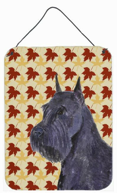 Schnauzer Giant Fall Leaves Portrait Wall or Door Hanging Prints by Caroline's Treasures