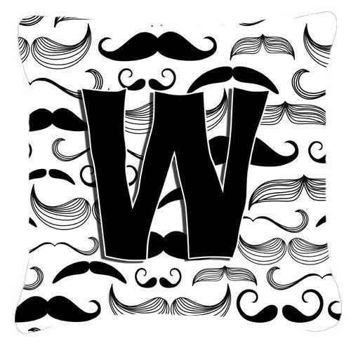 Letter W Moustache Initial Canvas Fabric Decorative Pillow CJ2009-WPW1414 by Caroline's Treasures