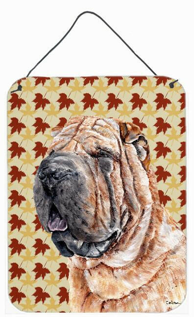 Shar Pei Fall Leaves Aluminium Metal Wall or Door Hanging Prints SC9671DS1216 by Caroline's Treasures