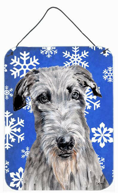 Scottish Deerhound Winter Snowflakes Wall or Door Hanging Prints SC9778DS1216 by Caroline's Treasures