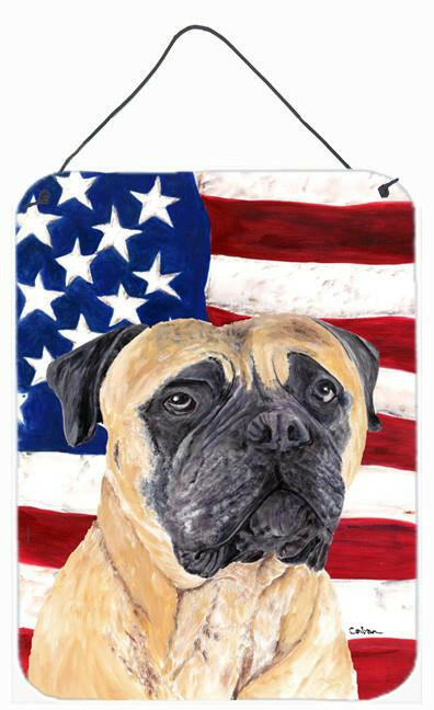 USA American Flag with Mastiff Aluminium Metal Wall or Door Hanging Prints by Caroline&#39;s Treasures