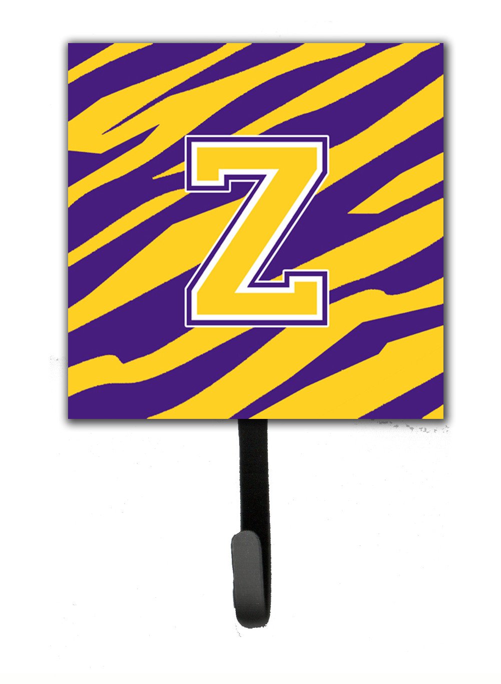 Tiger Stripe - Purple Gold Leash Holder or Key Hook Initial Z by Caroline&#39;s Treasures