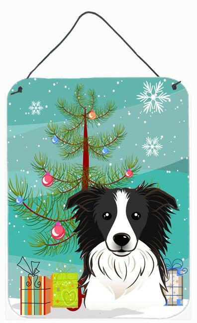 Christmas Tree and Border Collie Wall or Door Hanging Prints BB1613DS1216 by Caroline's Treasures