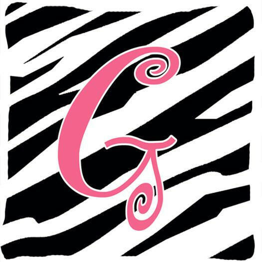 Monogram Initial G Zebra Stripe and Pink Decorative Canvas Fabric Pillow CJ1037 - the-store.com