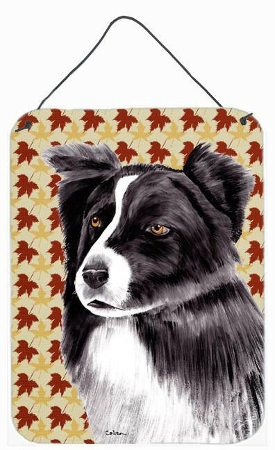 Border Collie Fall Leaves Portrait Aluminium Metal Wall or Door Hanging Prints by Caroline's Treasures