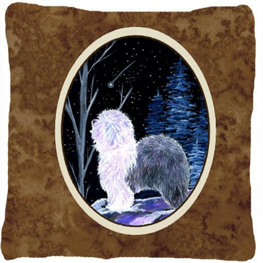 Starry Night Old English Sheepdog Decorative   Canvas Fabric Pillow by Caroline's Treasures