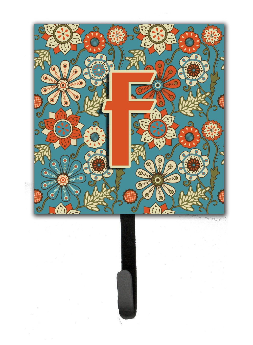 Letter F Flowers Retro Blue Leash or Key Holder CJ2012-FSH4 by Caroline's Treasures