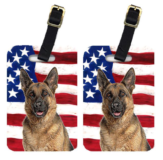 Pair of USA American Flag with German Shepherd Luggage Tags KJ1159BT by Caroline&#39;s Treasures