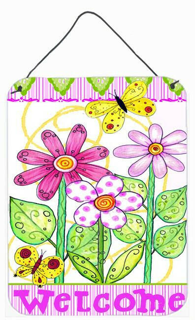 Flower Welcome Wall or Door Hanging Prints PJC1048DS1216 by Caroline's Treasures