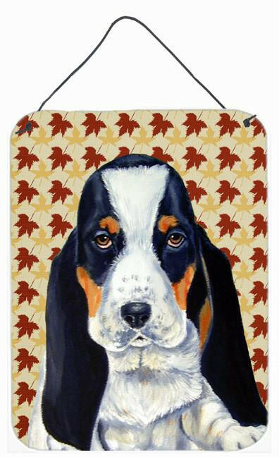 Basset Hound Fall Leaves Portrait Aluminium Metal Wall or Door Hanging Prints by Caroline's Treasures