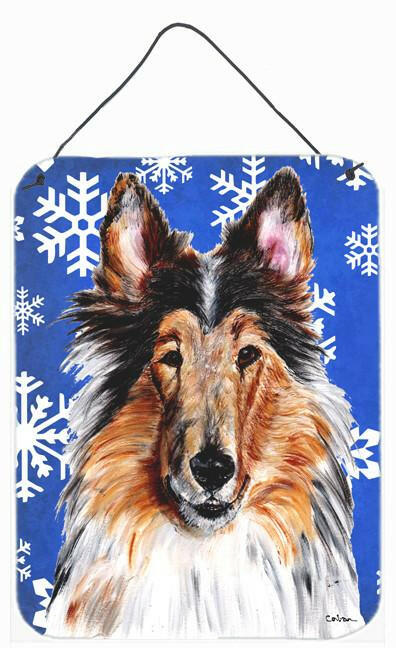 Collie Winter Snowflakes Wall or Door Hanging Prints SC9766DS1216 by Caroline&#39;s Treasures