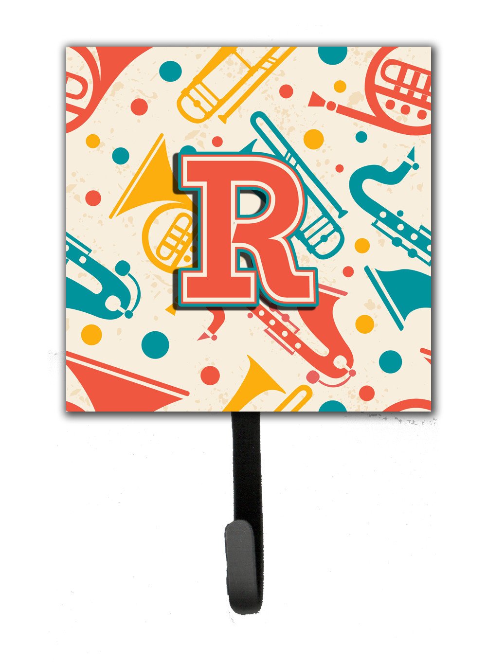 Letter R Retro Teal Orange Musical Instruments Initial Leash or Key Holder CJ2001-RSH4 by Caroline's Treasures