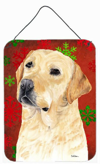 Labrador Red and Green Snowflakes Holiday Christmas Wall or Door Hanging Prints by Caroline's Treasures